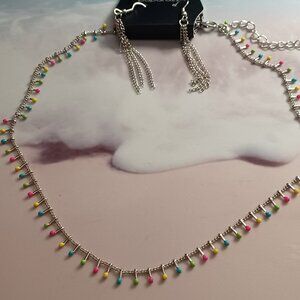 NWT PAPARAZZI HOLIDAY MULTI COLOR NECKLACE & EARRING SET